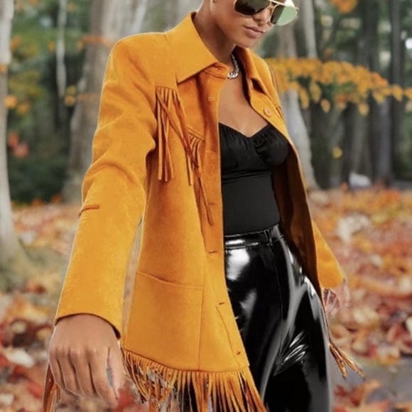 DANIELLE BERNSTEIN Jackets & Blazers - Faux-suede jacket from Danielle Bernstein with fringe